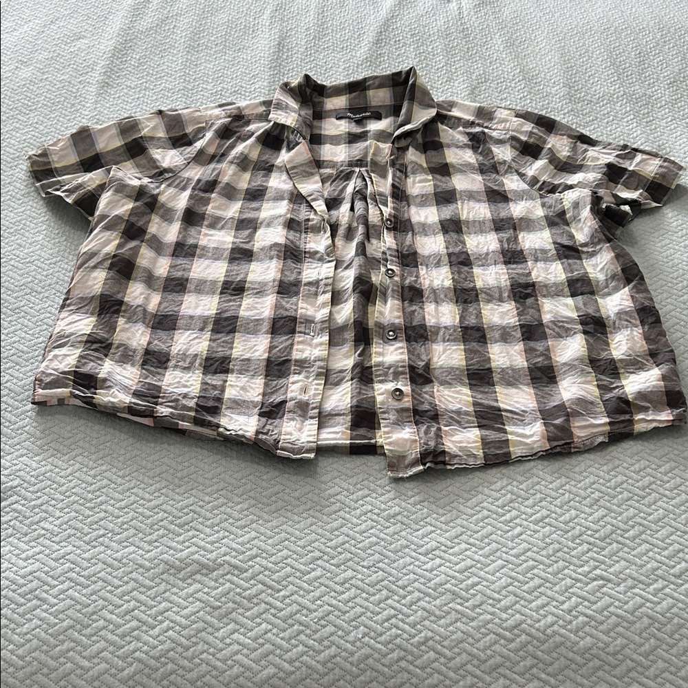 Madewell womanCheckered Button Down Shirt - Black, White, Pink size small